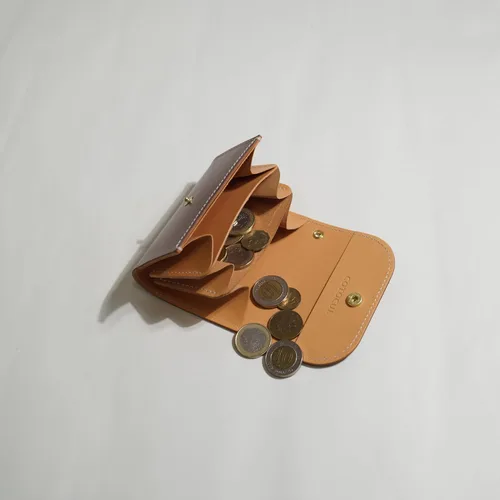 Vista 7 de Cartera pequeña para hombres y mujeres minimalista delgado tarjetero monedero hecho en Kioto, Japón, Naranja, Teñido degradado
