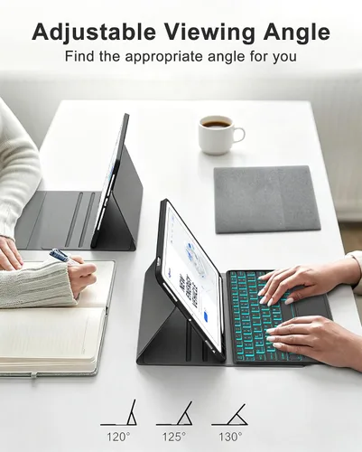 Vista 4 de Funda con teclado táctil para iPad de 9ª/8ª/7ª generación de 10.2 pulgadas, Pro 10.5, Air 3ª generación, funda inteligente con soporte para lápices