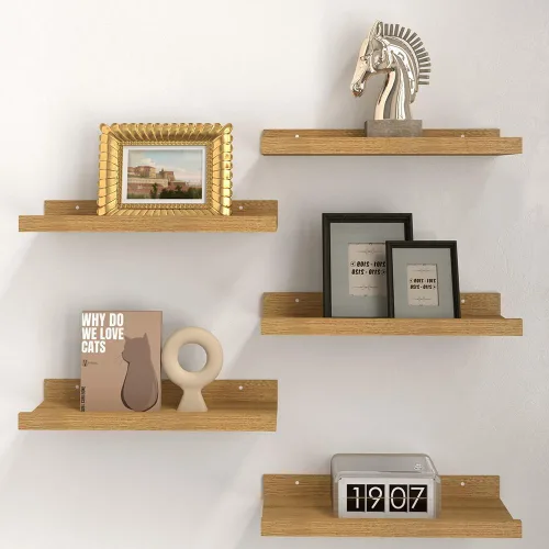 Vista 16 de RICHER HOUSE Juego de 3 estantes flotantes para pared, estantes negros de 16 pulgadas para montar en la pared con borde para almacenamiento, estante