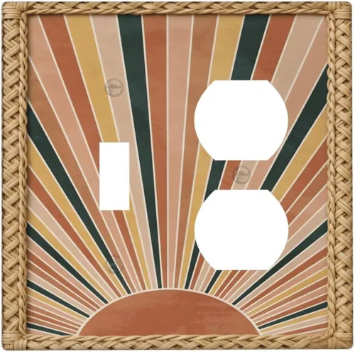 Vista 45 de Cubiertas de Interruptor de Luz Artísticas Decorativas Boho Figura Abstracta Interruptor de Pared Único Placa de Interruptor Decorativo Placa
