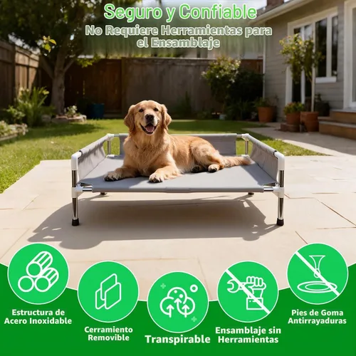 Vista 3 de Makerfire Cama elevada para perro, sofá cama elevada para perros medianos, cuna refrescante desmontable para interiores y exteriores, con patas