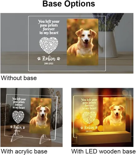 Vista 5 de Regalos conmemorativos personalizados para perros por pérdida de perro, regalos conmemorativos para mascotas para perros y gatos, placa fotográfica