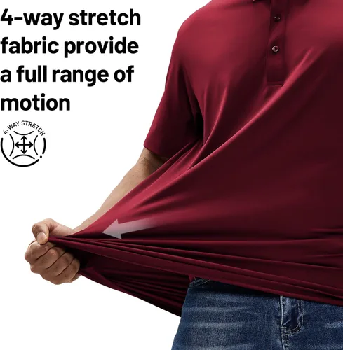 Vista 3 de MIER Polo de manga corta para hombre, protección solar, polo de golf, secado rápido