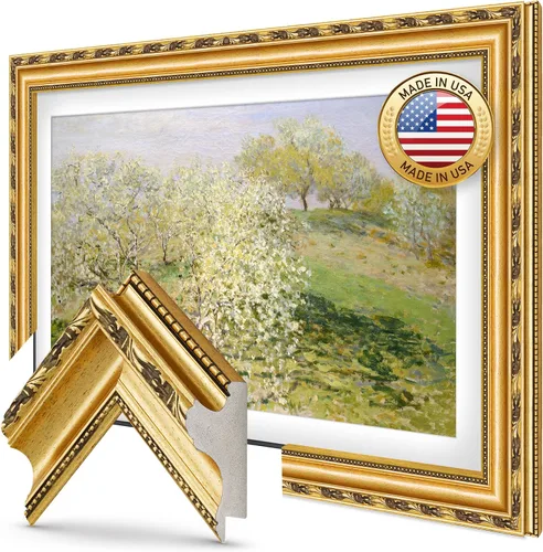 Vista 7 de Marco de TV Premiere Deco Dorado Ornamentado con Chip de Color de 3" (32", 43", 50", 55", 65", 75", 85") Compatible SOLO con televisores Samsung The