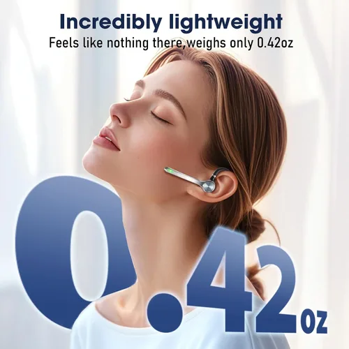 Vista 9 de Ngsod Auriculares Bluetooth, auricular inalámbrico con micrófono de cancelación de ruido mejorado, funda de carga de 500 mAh compatible con tiempo