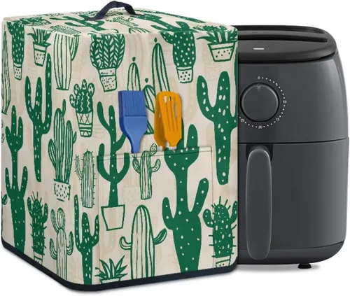 Vista 33 de Freidora de aire de mármol negro, cubierta resistente a las manchas, ligera y antihuellas dactilares, con bolsillo y asa, apta para freidora de aire