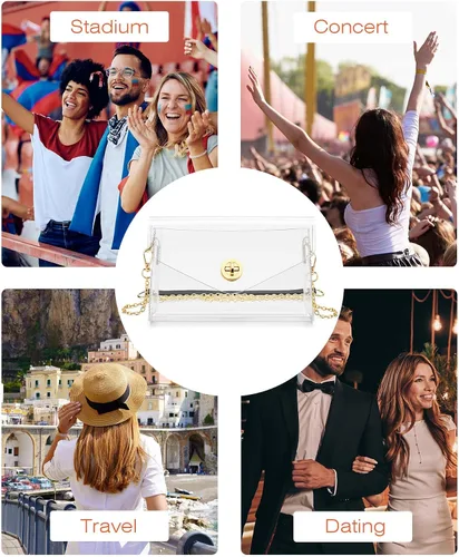 Vista 7 de BS-VOG Bolso transparente para mujer, bolso cruzado aprobado por estadios con 2 correas para conciertos
