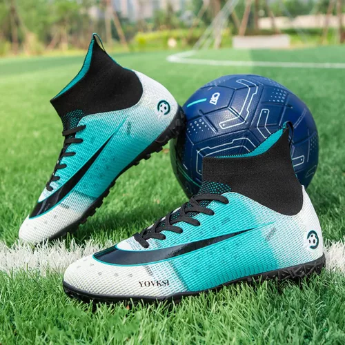 Vista 7 de Botas de fútbol para hombre Turf Hightop TF zapatos de fútbol profesionales para interiores y exteriores