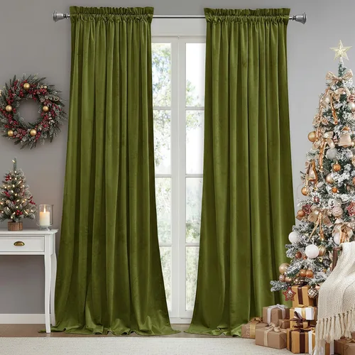 Vista 33 de StangH - Cortinas de terciopelo rojo para dormitorio, decoración navideña, 42 pulgadas de ancho x 84 pulgadas de largo, 2 paneles *Serie Otoño - Rojo