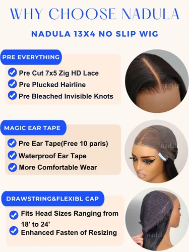Vista 5 de Nadula Peluca Sin Deslizamiento 13x4 HD Rizada Birmana con Cordón de Cabello Humano con Extremos en Espiral de Dedo, Sin Pegamento Pre Cortada