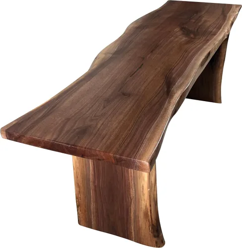 Vista 9 de Rustic Red Door Co. Banco de madera con borde vivo para mesa de comedor, entrada, dormitorio, acento de sala de estar, losa de madera maciza