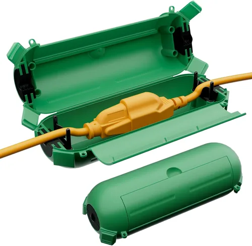 Vista 14 de RESTMO Paquete de 2 fundas compactas para cable de extensión para exteriores, caja impermeable IP44 y funda de seguridad, ideal para proteger
