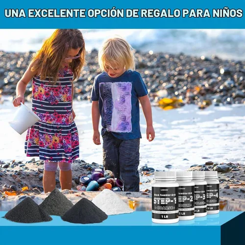 Vista 3 de Rock Tumbler - Juego de recambio de grano y pulido, 4 pasos, 3