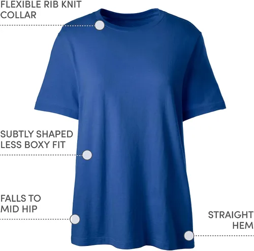 Vista 4 de Lands' End Essentials - Camiseta de algodón suave de manga corta para mujer, ajuste femenino a medida