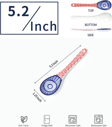 Vista 3 de Selamica cucharas de café de cerámica, cucharaditas de 5.2 pulgadas, juego de cucharas pequeñas para espresso, té, postre, agitación, aptas