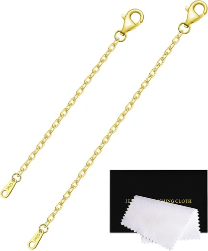 Vista 13 de Extensores de collar para mujer, chapados en oro de 14 quilates, extensores de collar duraderos, cadena de plata de ley 925 para pulsera y Dorado