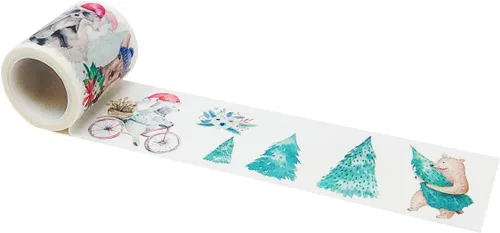 Vista 17 de Wrapables Diseños Decorativos Washi Cinta de Enmascarar, 0.787 in x 16.4 ft, Trenes de Navidad
