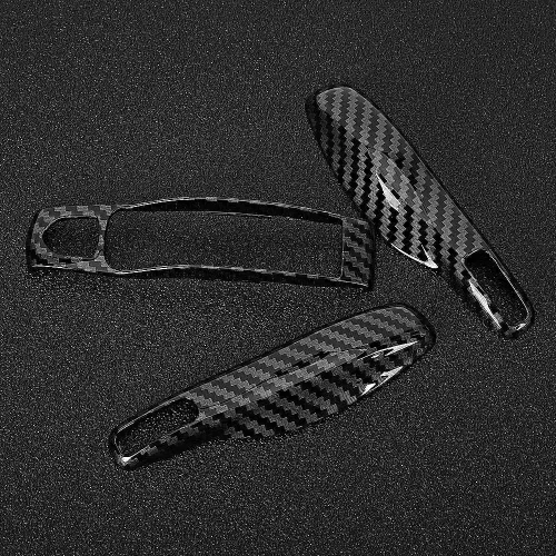 Vista 9 de Aramox Cubierta de llave remota, 3 unids/set ABS fibra de carbono llave de coche cubierta ajuste para Caimán/ , ajuste de llavero