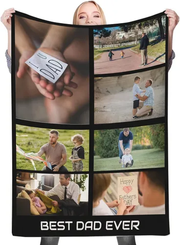 Vista 9 de Regalos de cumpleaños personalizados, manta personalizada con mis propias fotos para mujeres, hombres, mamá, papá