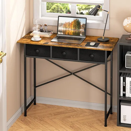 Vista 11 de DAOUTIME - Escritorio negro para escribir para dormitorio de niños, escritorio pequeño de 31.5 pulgadas para computadora para espacios pequeños