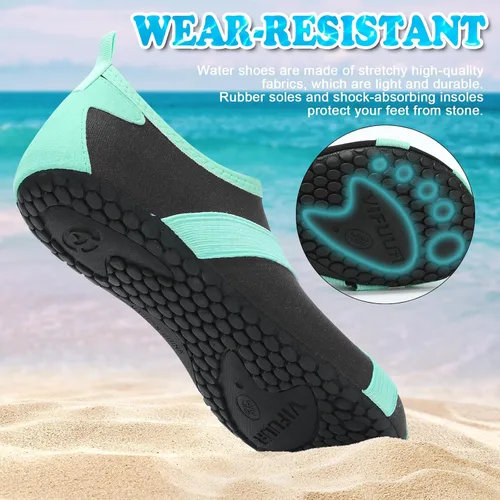Vista 4 de VIFUUR Zapatos de agua para hombre y mujer, calcetines acuáticos de secado rápido para playa, natación, yoga, deportes al aire libre