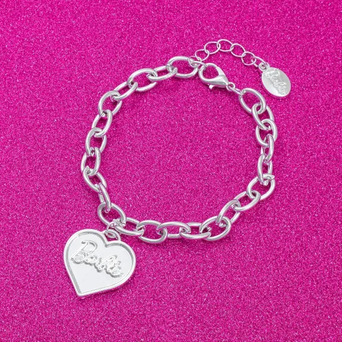 Vista 3 de Barbie Pulsera de corazón grueso - Plata, Zinc, No es una piedra preciosa