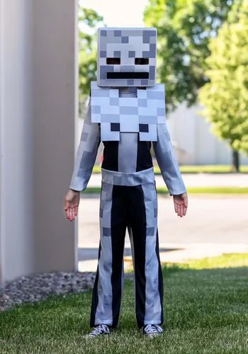 Vista 2 de Minecraft - Disfraz clásico de esqueleto para niños 3T4T, Gris