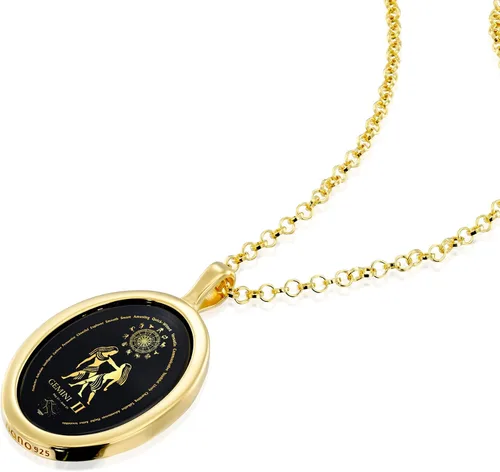Vista 6 de Gemini Necklace Zodiac Pendant for Birthdays 21st May to 21st June May Star Sign and Personality Characteristics Pure Gold Inscribed in Miniature