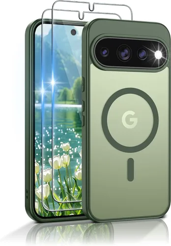Vista 211 de Gritup Funda para Samsung Galaxy S23 con 2 protectores de pantalla (compatible con MagSafe) (protección de grado militar), delgada, translúcida Negro