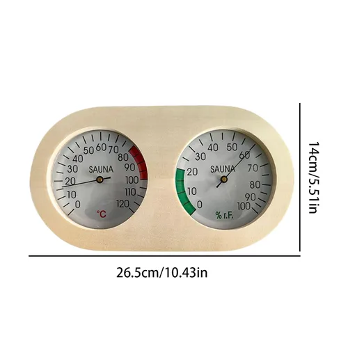 Vista 5 de Sauna Temperature Gauge,Wooden Temp Range 0-120 Monitor Temperature Hygrometer for Sauna Room,for House Apartment Bedroom Kitchen Living Room