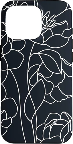 Vista 20 de iPhone 16 linda peonía rosa flor estética dibujo abstracto línea arte caso