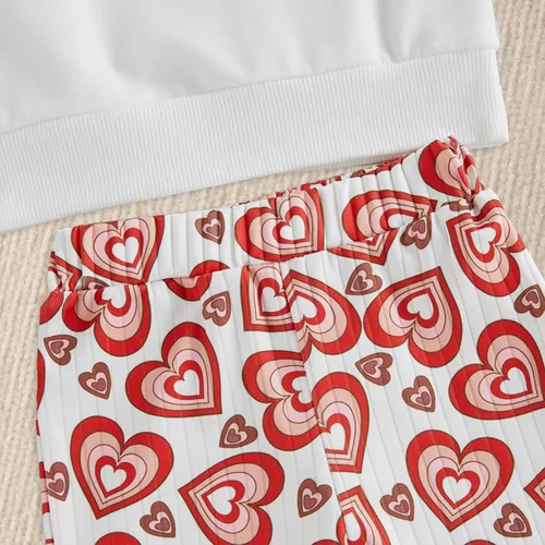 Vista 5 de TBUIALL Sudadera de manga larga con estampado de letras y estampado de corazón elástico para niña