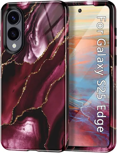 Vista 81 de Btscase para Samsung Galaxy S25, [Probado contra caídas de grado militar] Funda protectora de diseño de patrón de mármol, resistente, delgada