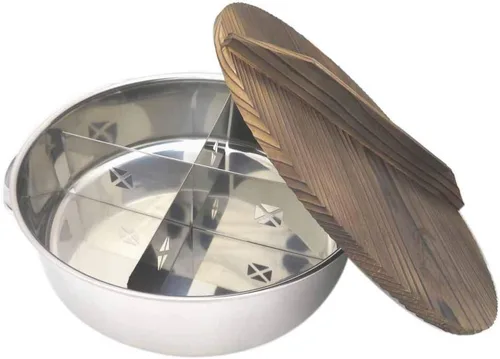 Vista 2 de Endoshoji TKG Pulido EOD01 Oden - Olla redonda con tapa de madera, diámetro x altura 13.0 x 3.9 pulgadas (12.992 x 3.937 in), peso 15.7 oz (450 g)