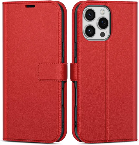 Vista 27 de oakxco Funda tipo cartera para iPhone SE 2022/2020/8/7 con soporte para tarjeta de crédito, funda magnética RFID delgada tipo libro con tapa