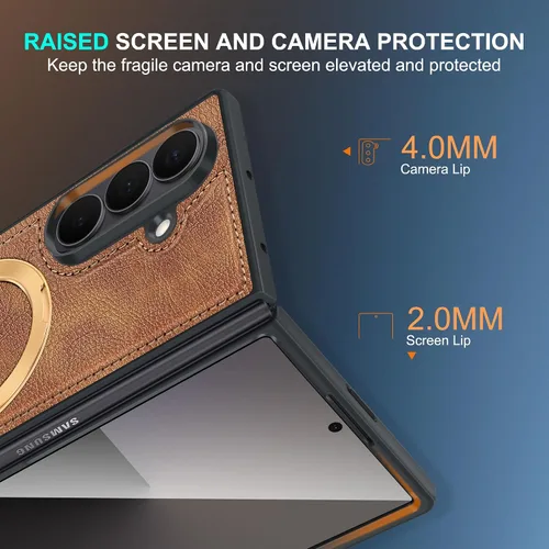 Vista 4 de Fingic - Funda para Samsung Galaxy Z Fold 7 compatible con Magsafe Kickstand Strong Magnetic with Built-in Invisible Stand Shockproof Protective