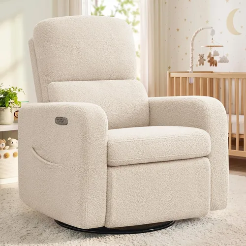 Vista 15 de Mecedora giratoria mecedora eléctrica, silla reclinable para cuarto Gris