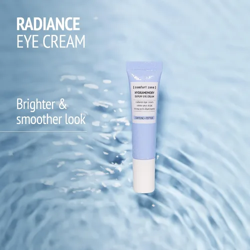 Vista 2 de [ Comfort Zone ] Hydramemory Depuff Crema de ojos, hidratante ligera, alivia los ojos cansados, hinchazón, ojeras, ilumina, vegano, cafeína