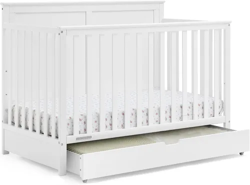 Vista 16 de Simmons Kids Logan - Cuna convertible 6 en 1 con cajón inferior, certificado Greenguard Gold, castaño