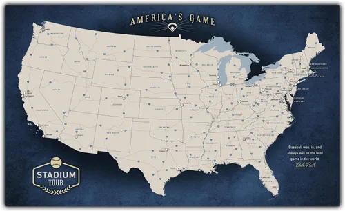 Vista 10 de HolyCowCanvas Mapa Rastreador de Estadios de Béisbol en Lienzo Personalizado con Chinchetas, Lista de Deseos de Parques, Regalo Personalizado