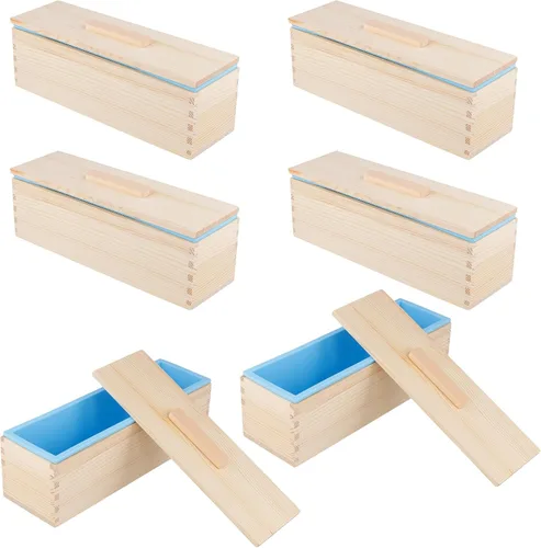 Vista 12 de ZOENHOU Paquete de 2 moldes de jabón azules de 42 onzas con 2 tapas, kit de moldes de silicona rectangulares flexibles para hacer jabón con caja