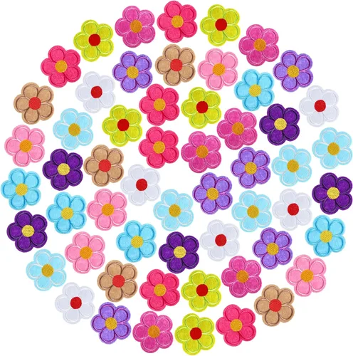 Vista 8 de Tigeen 60 parches de flores para planchar con bonitos parches de flores para coser en apliques bordados, parches de costura para bolsos, chaquetas