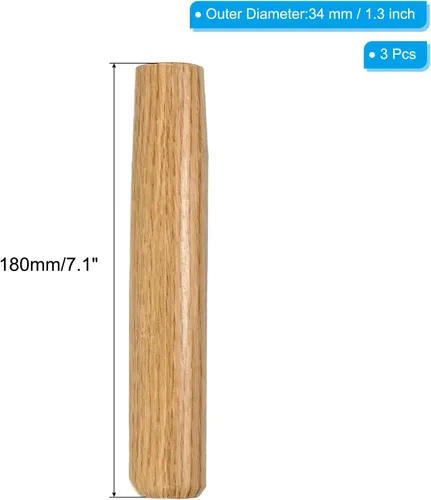 Vista 2 de PATIKIL Mango de pala de madera de 7 pulgadas, paquete de 3 manijas de pala de jardín de repuesto para palas de ojo redondo
