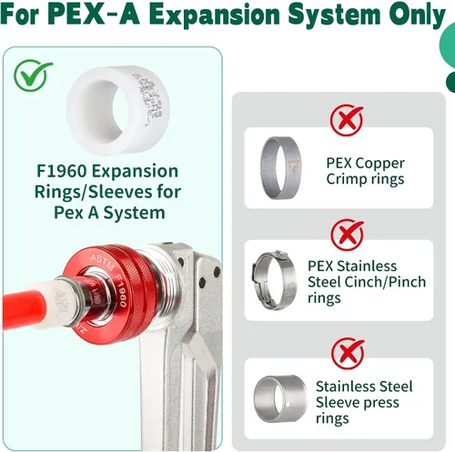 Vista 6 de PEX-A - Paquete combinado de accesorios de expansión – 1/2 pulgada en T y codo, paquete de 10 (5 T + 5 codos), latón sin plomo, compatible