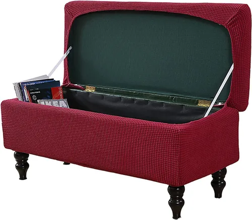 Vista 13 de Fundas otomanas rectangulares, fundas elásticas para reposapiés, funda de banco de almacenamiento, protector de muebles para reposapiés para sala