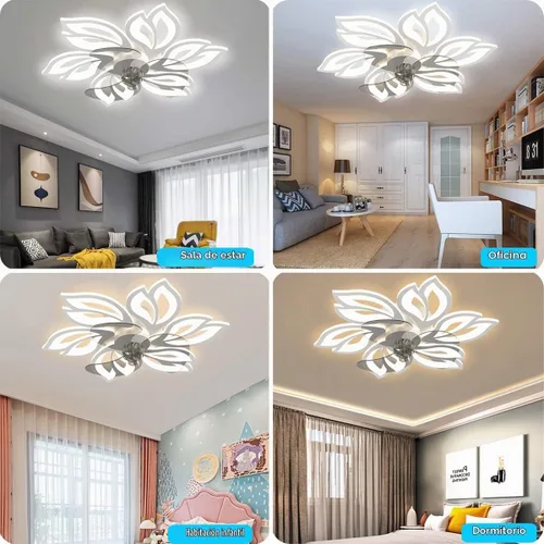 Vista 7 de Ventilador de techo sin aspas de 25.6 pulgadas con control remoto de luces, modernos ventiladores de techo de perfil bajo con luces de montaje