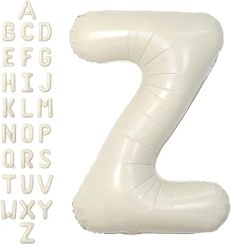 Vista 27 de SUWEN Globos de helio grandes de 102 cm (40 pulgadas) con letra S en color crema. Globos grandes de papel de aluminio con letra en helio, de A a Z.