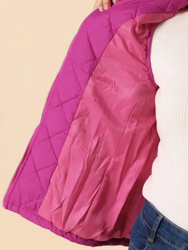 Vista 5 de Allegra K - Chaleco acolchado y ligero, de cuello alto, con cremallera, para mujer