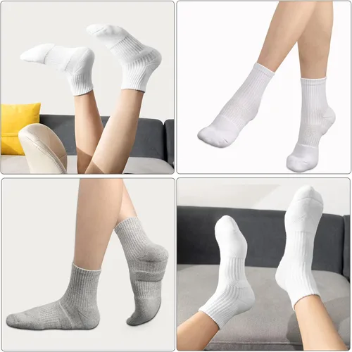 Vista 6 de COOPLUS Calcetines tobilleros para mujer, atléticos, acolchados, de algodón, para correr, 6 pares