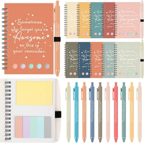 Vista 14 de Chuangdi 20 juegos de regalos de fin de año para profesores, cuaderno inspirador con bloc de notas adhesivas, bolígrafo de bambú, regalos